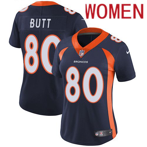 Women Denver Broncos #80 Jake Butt Navy Blue Nike Vapor Limited NFL Jersey